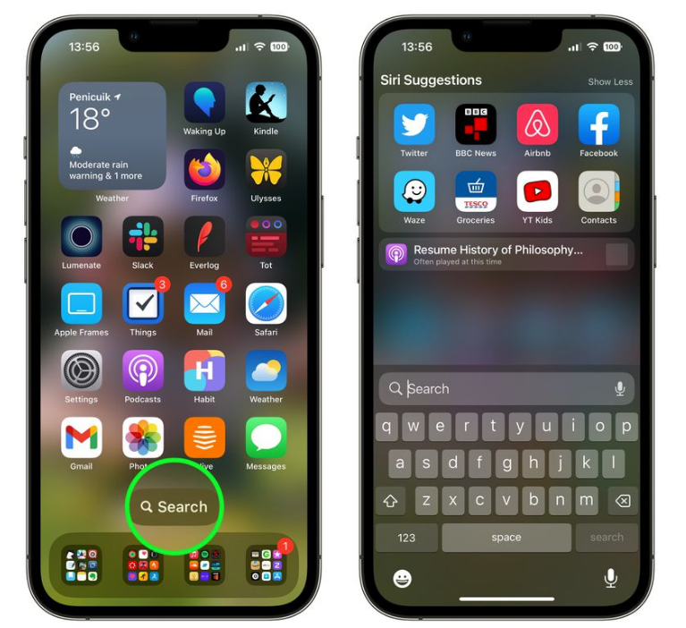 麻章苹果手机维修分享升级到 iOS 16 后，如何删除主屏幕上的搜索按钮 