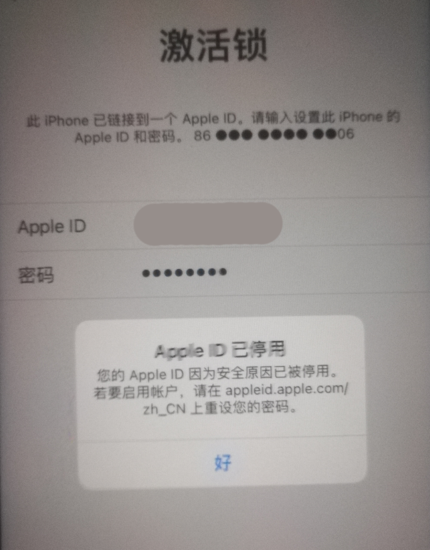 麻章苹果手机维修分享iPhone 12 出现提示“Apple ID 已停用”怎么办 