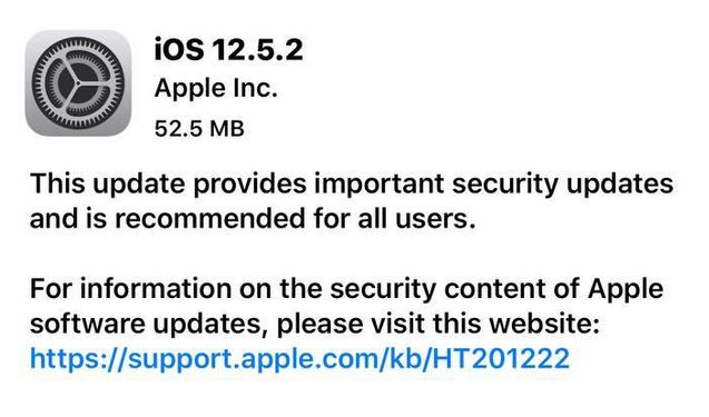 麻章苹果手机维修分享iOS12.5.2发布，建议所有老苹果用户安装 
